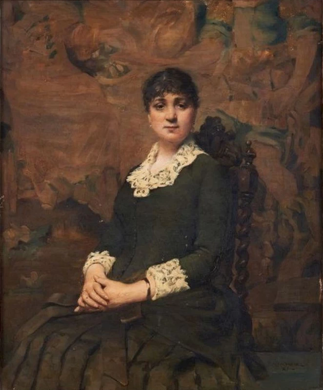 François Paul Auguste Quinsac - Ritratto di donna con colletto di pizzo